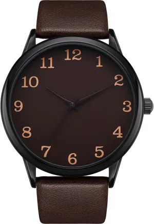 NUOVO Men Quartz Watch with Leather Strap Wrist Watch - Classic Arabic Numbers, White, Dress, Fashion Simple Style