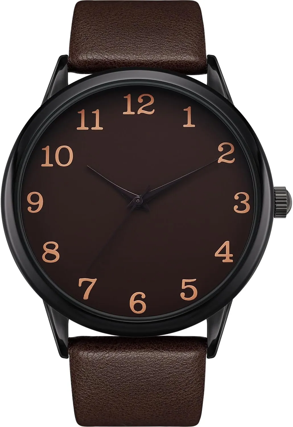 NUOVO Men Quartz Watch with Leather Strap Wrist Watch - Classic Arabic Numbers, White, Dress, Fashion Simple Style