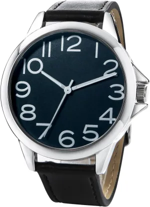 NUOVO Men Quartz Watch with Leather Strap Wrist Watch - Classic Arabic Numbers, White, Dress, Fashion Simple Style
