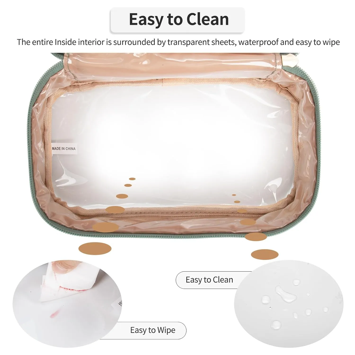 OCHEAL Clear Makeup Bag, Portable Storage Organizer Cosmetic Travel Bag Cute Pouch For Women and Girls Cosmetics Bags with Divider Brush Compartment-Green Rhombic b03_Green Rhombic