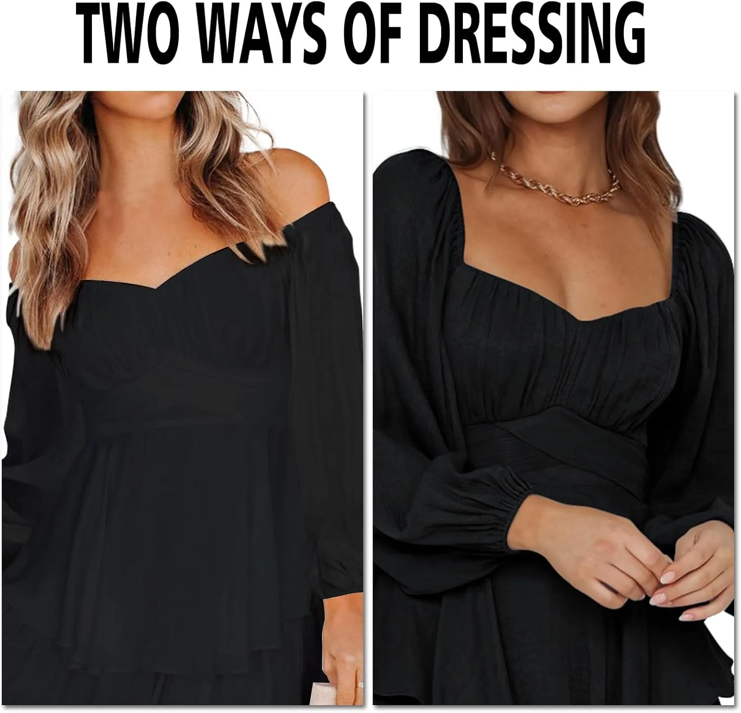 Off the Shoulder Rompers for Women Dressy Short/Long Sleeve Romper Ruffle Layer Back Tie Mini Short Jumpsuits