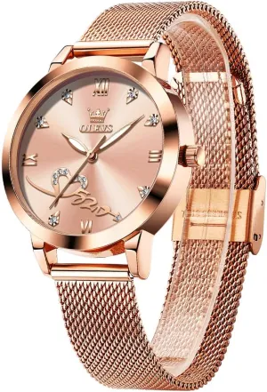 OLEVS Ladies Watches Rose Gold Japanese Quartz Female Watches for Women Waterproof Stainless Steel Casual Dress Lady Wrist Watches