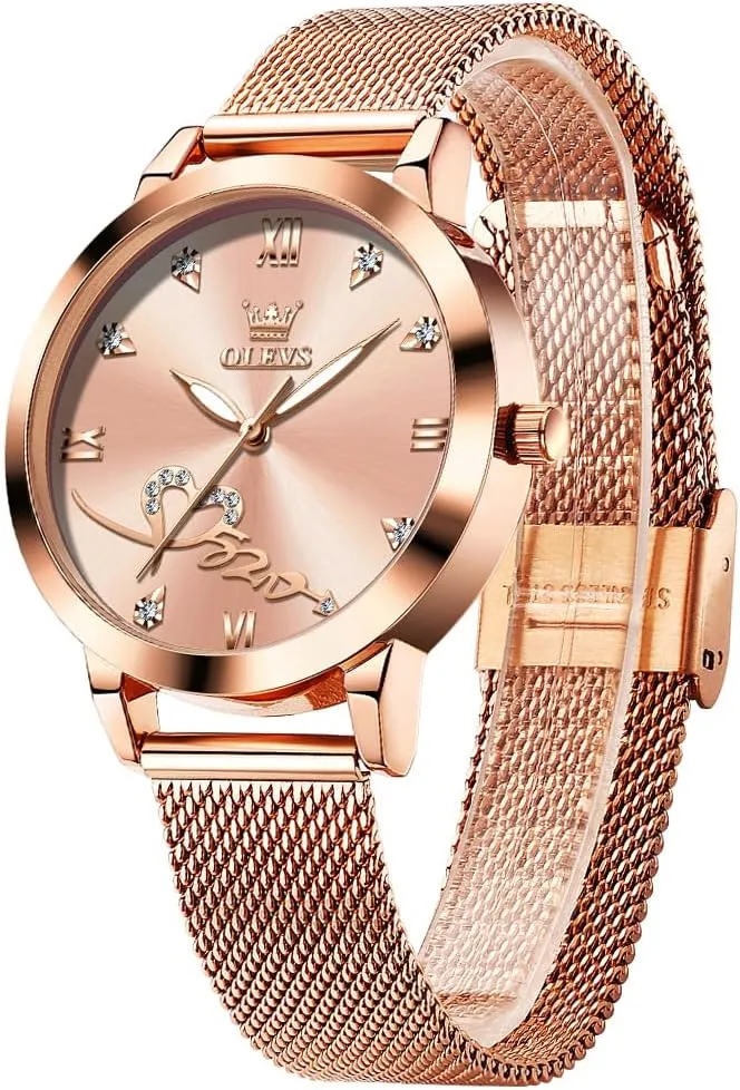 OLEVS Ladies Watches Rose Gold Japanese Quartz Female Watches for Women Waterproof Stainless Steel Casual Dress Lady Wrist Watches