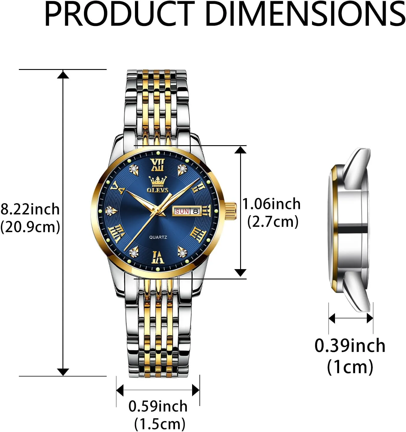 OLEVS Luxury Ladies Watches,Women's Watch with Day and Date,Female Watch for Small Wrist,Gold Stainless Steel Watches for Women,Easy Read Ladies Wrist Watches WaterproofAdjustable Strap