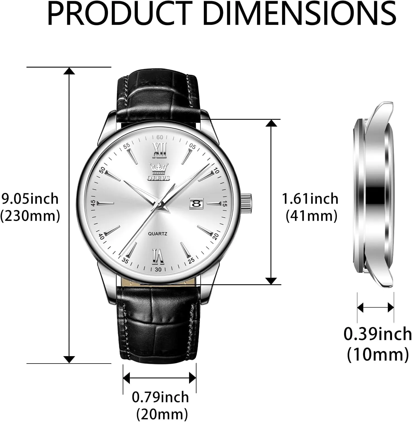 OLEVS Men Leather Watch,Mens Wrist Watches,Big Face Watches for Men,Leather Band Watches for Men,Day Date Watches for Men,Waterproof Watches for Men,Men Classic Watch,Reloj para Hombres