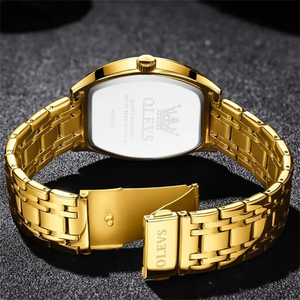 OLEVS Mens Watches Luxury Business Analog Quartz Watches for Men with Stainless Steel Dress Date Waterproof Luminous Wrist Watches