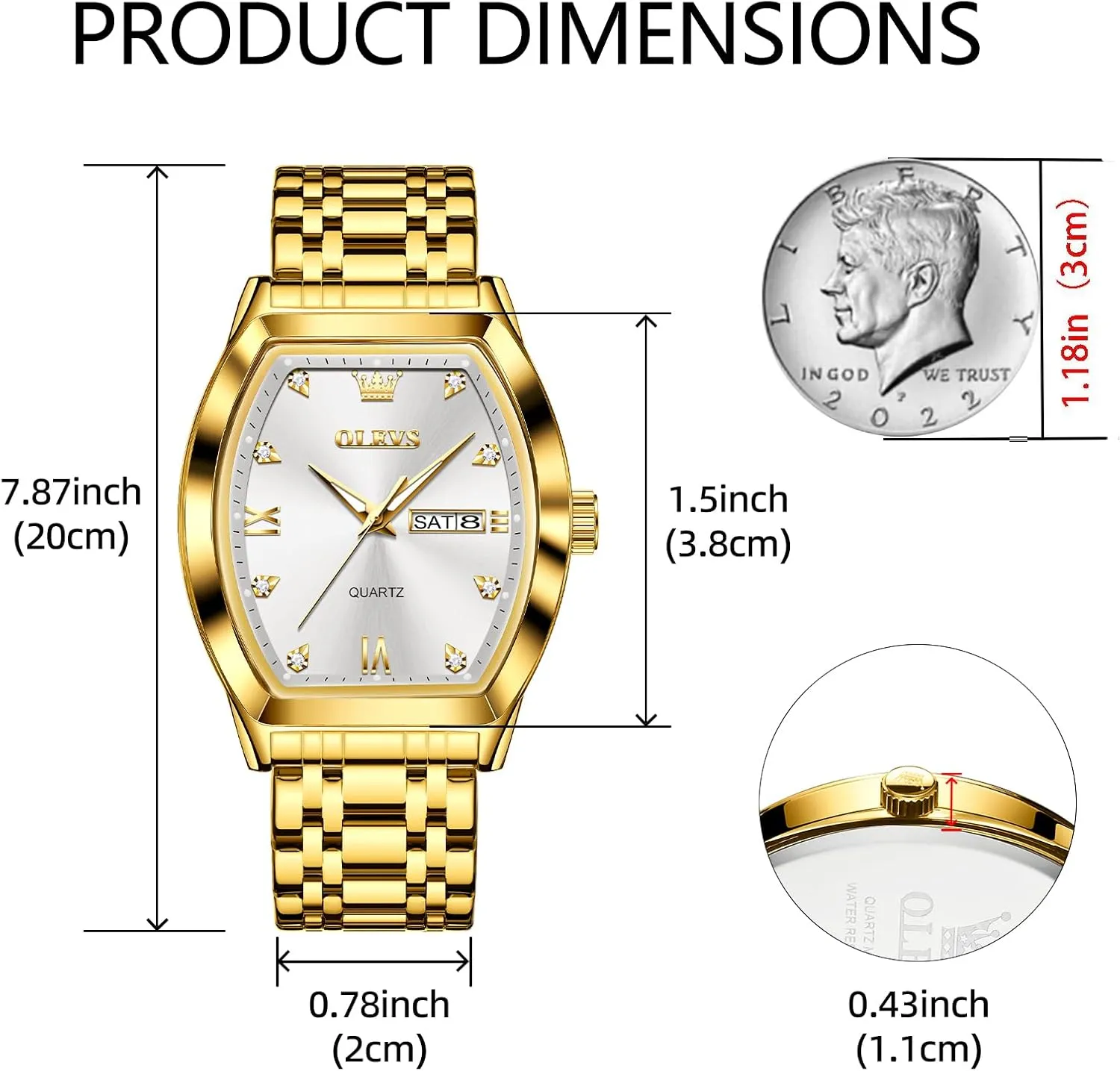 OLEVS Mens Watches Luxury Business Analog Quartz Watches for Men with Stainless Steel Dress Date Waterproof Luminous Wrist Watches