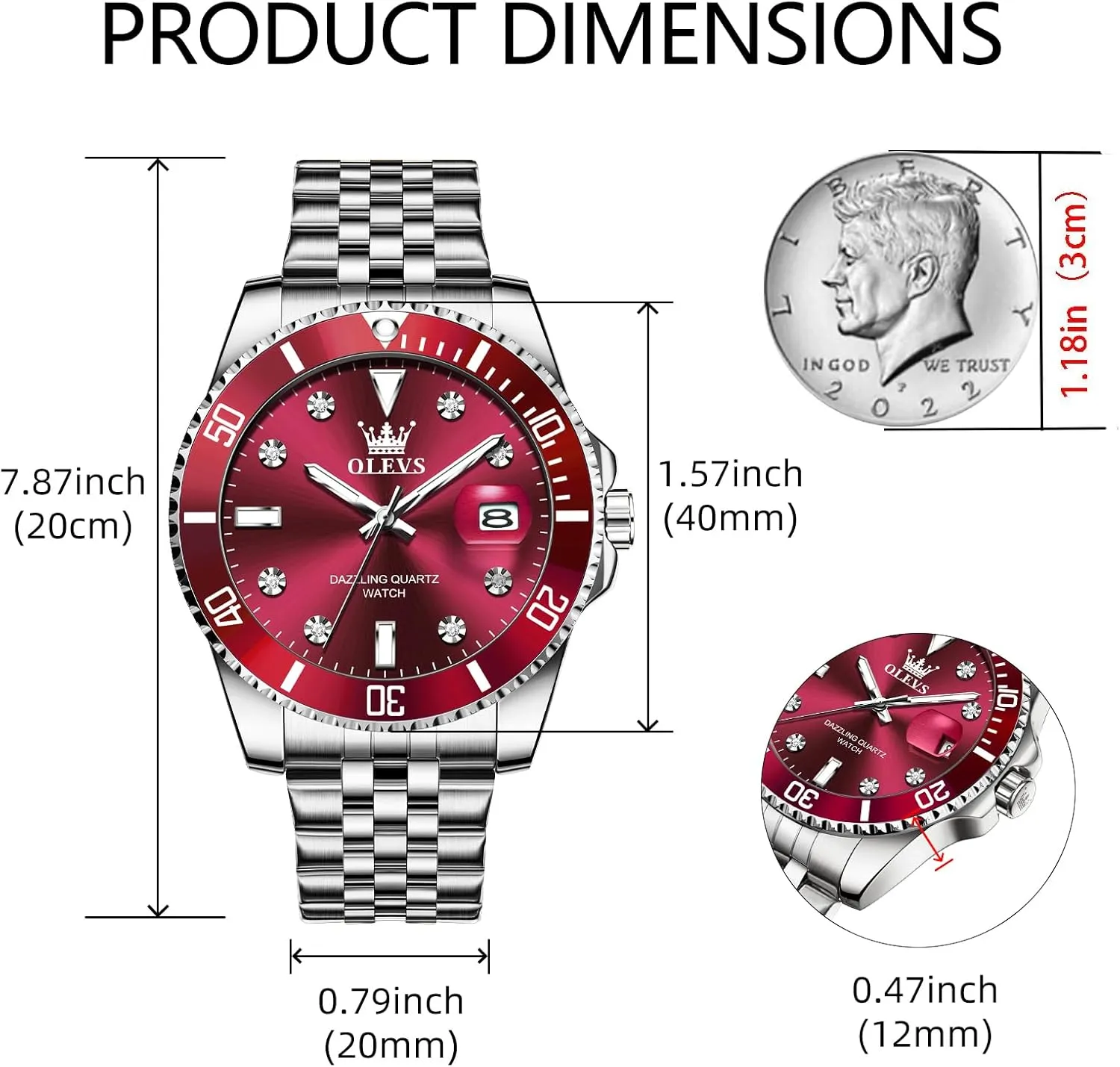 OLEVS Mens Watches Luxury Business Analog Quartz Watches for Men with Stainless Steel Dress Date Waterproof Luminous Wrist Watches
