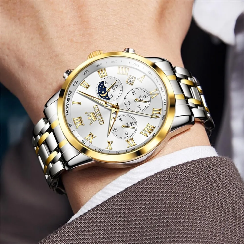 OLEVS Watch Men, Classic Men's Dress Watches Waterproof Stainless Steel Watch for Men Easy to Read Casual Large Face Relojes para Hombres Men's Analog Wristwatches Mens Luxury Watches