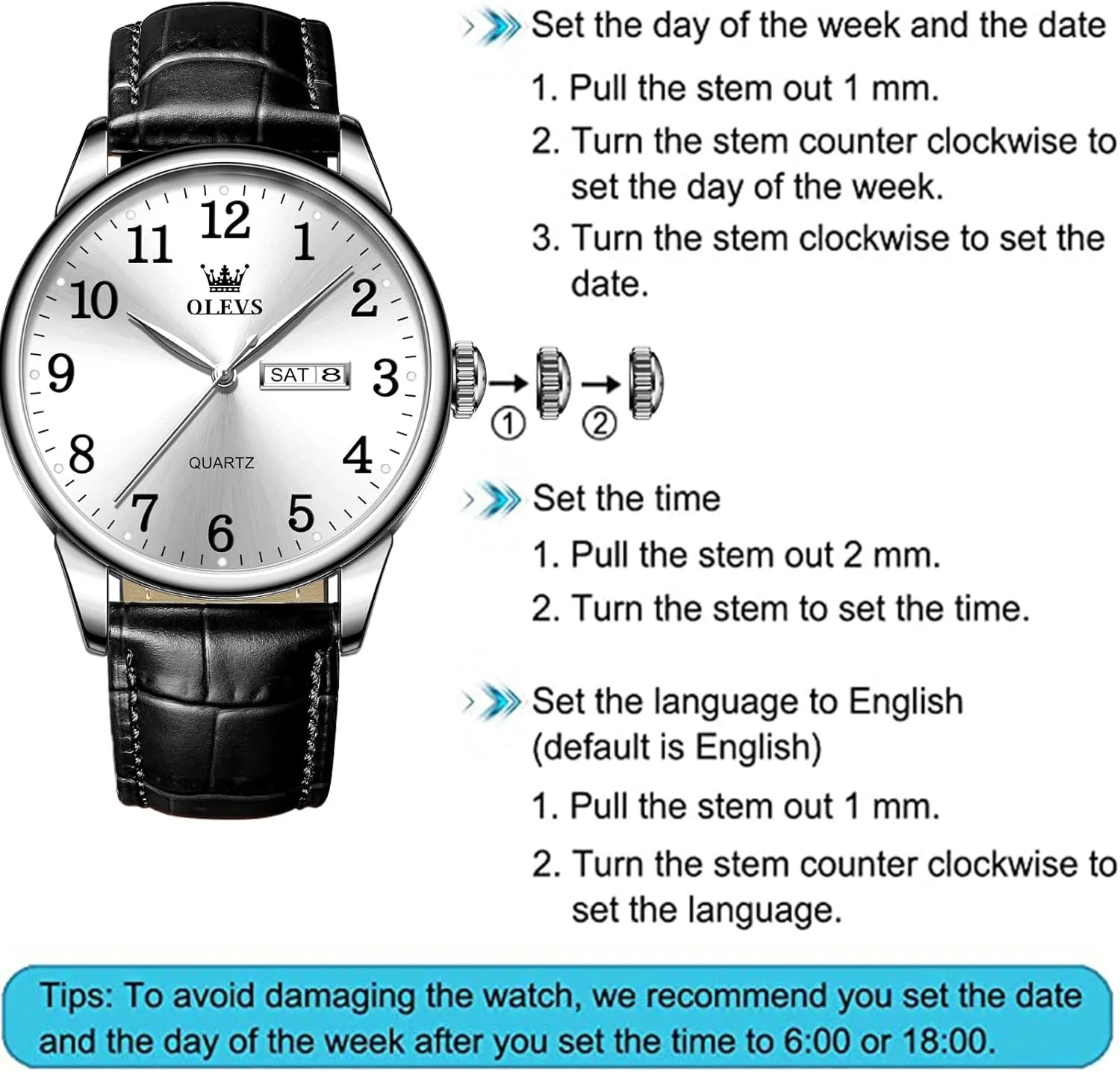 OLEVS Watch Men Mens Watches Watches for Men Leather Band Classic Brown Leather Watch Men, Analog Watch Men, Black Mens Leather Watch, Dress Waterproof Large Face Mens Watch,Relojes para Hombres Watch