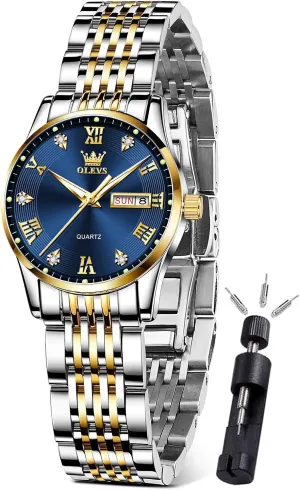 OLEVS Watches for Women Small Wrist Womens Watches Waterproof Analog Quartz Fashion Simple Ladies Watches with Date Dress Stainless Steel Woman Watch