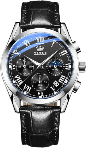 OLEVS Watches Waterproof Leather Watch Quartz Watches with Day Date,Gifts