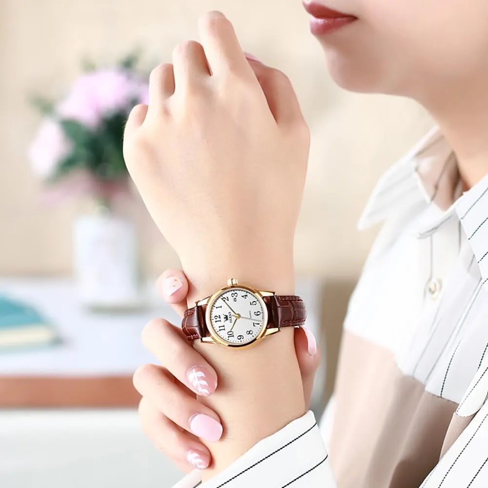 OLEVS Womens Leather Watch, Brown Womens Watches Leather Band Waterproof Analog Dainty Womens Ladies Watch for Small Wrists, Easy Read Luxury Dress Watches for Women Arabic Numbers White/Blue/Black