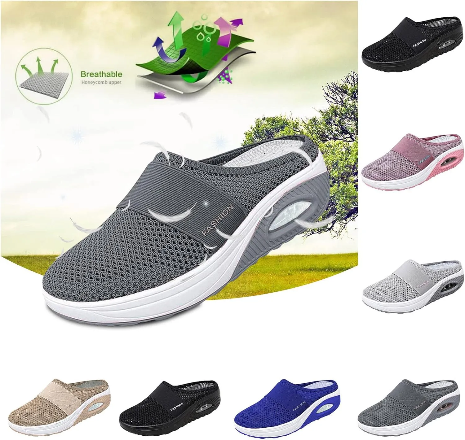 Orthopedic Sandals for Women Arch Support Breathable Sandals Slip on Air-Cushion Walking Shoes Wedge Sandal