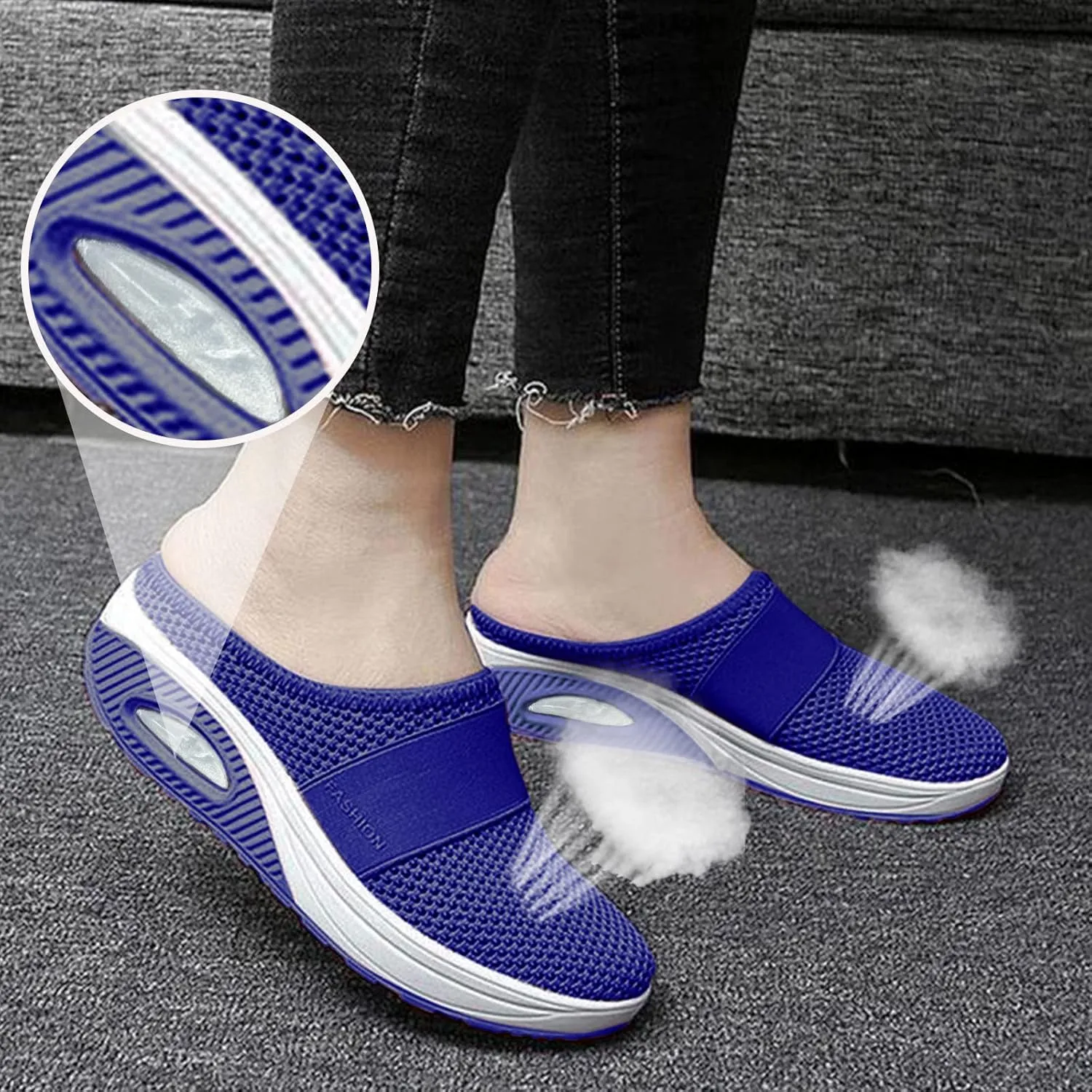 Orthopedic Sandals for Women Arch Support Breathable Sandals Slip on Air-Cushion Walking Shoes Wedge Sandal
