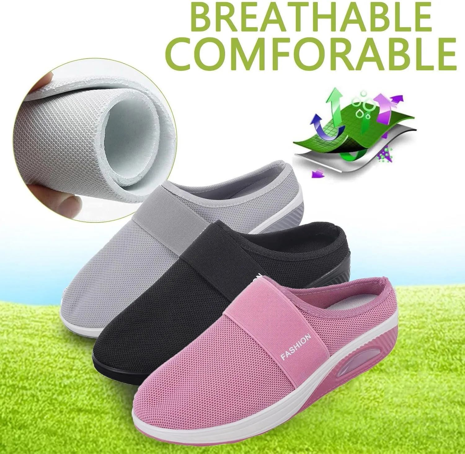 Orthopedic Sandals for Women Arch Support Sandals Mesh Air Cushion Sandal Breathable Closed Toe Slippers