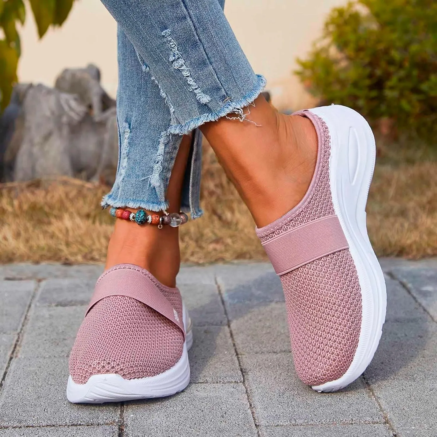 Orthopedic Sandals for Women Arch Support Sandals Mesh Air Cushion Sandal Breathable Closed Toe Slippers