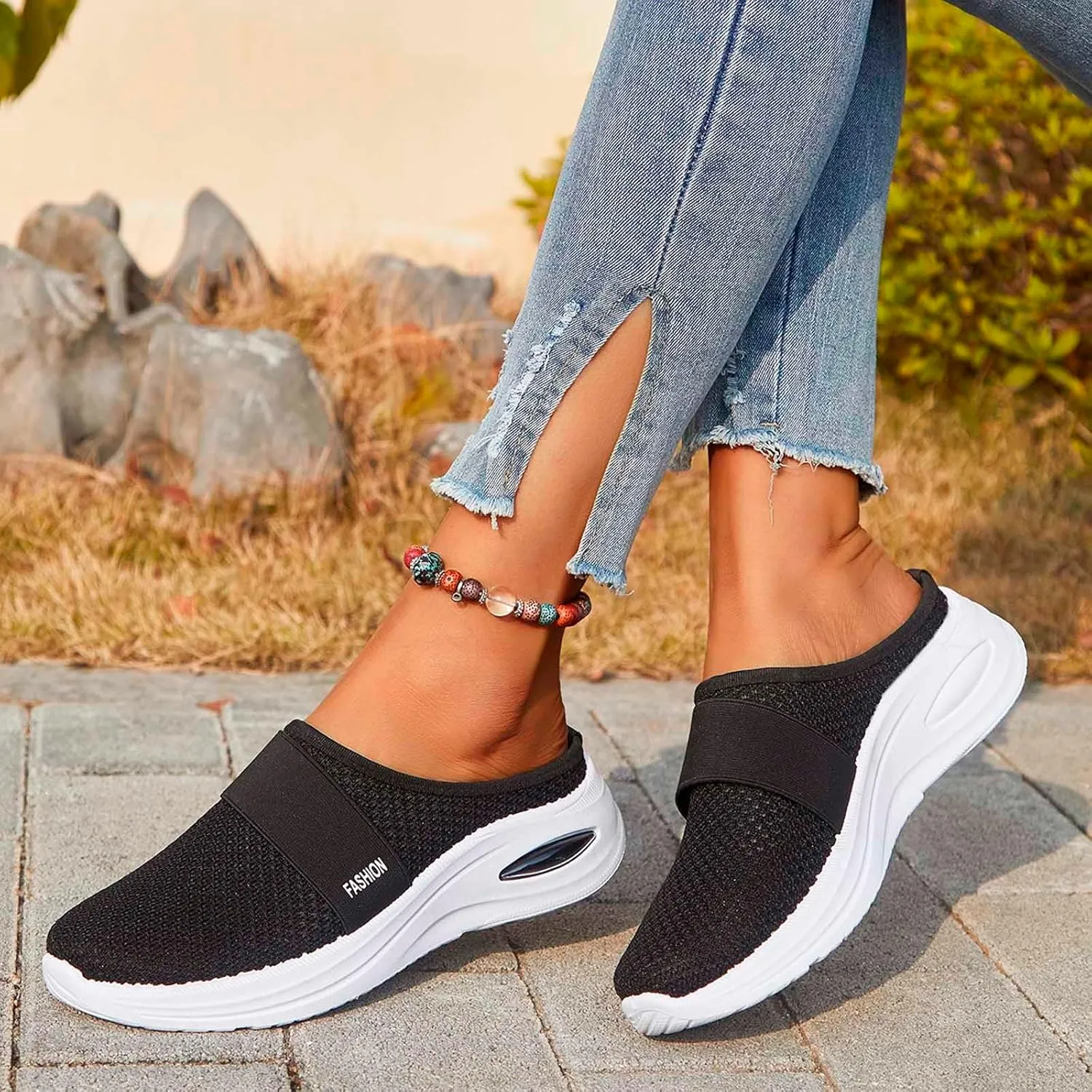 Orthopedic Sandals for Women Arch Support Sandals Mesh Air Cushion Sandal Breathable Closed Toe Slippers