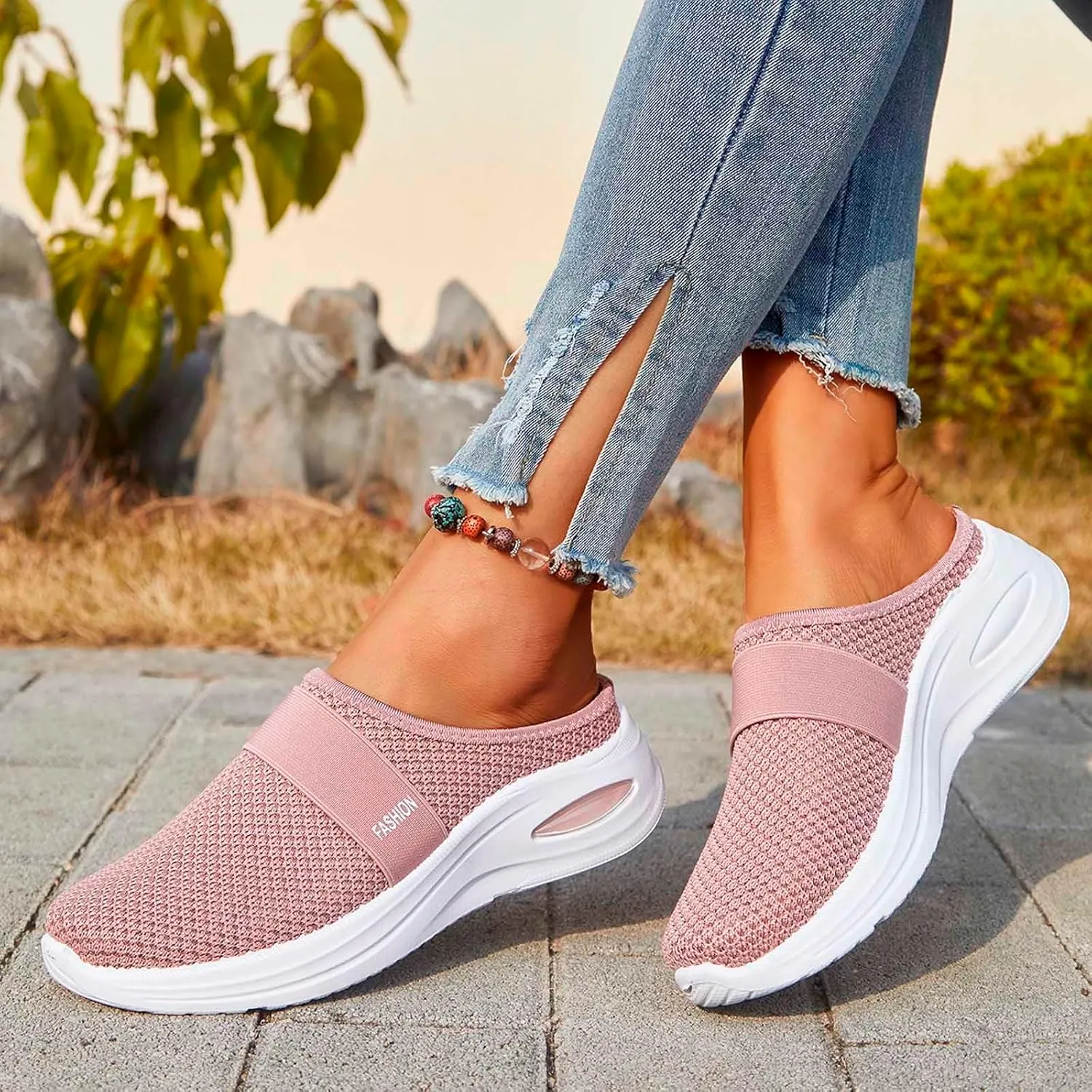 Orthopedic Sandals for Women Arch Support Sandals Mesh Air Cushion Sandal Breathable Closed Toe Slippers