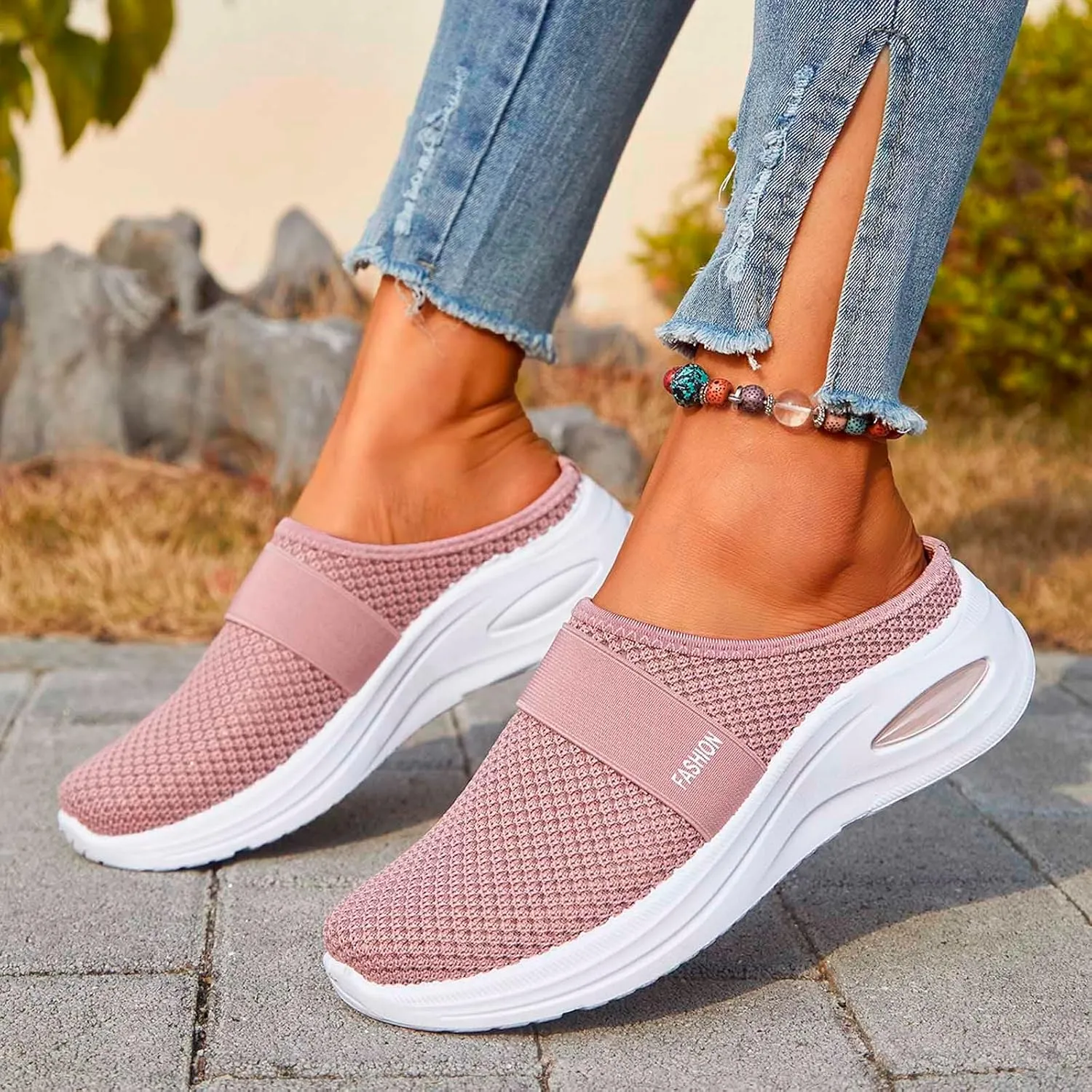 Orthopedic Sandals for Women Arch Support Sandals Mesh Air Cushion Sandal Breathable Closed Toe Slippers