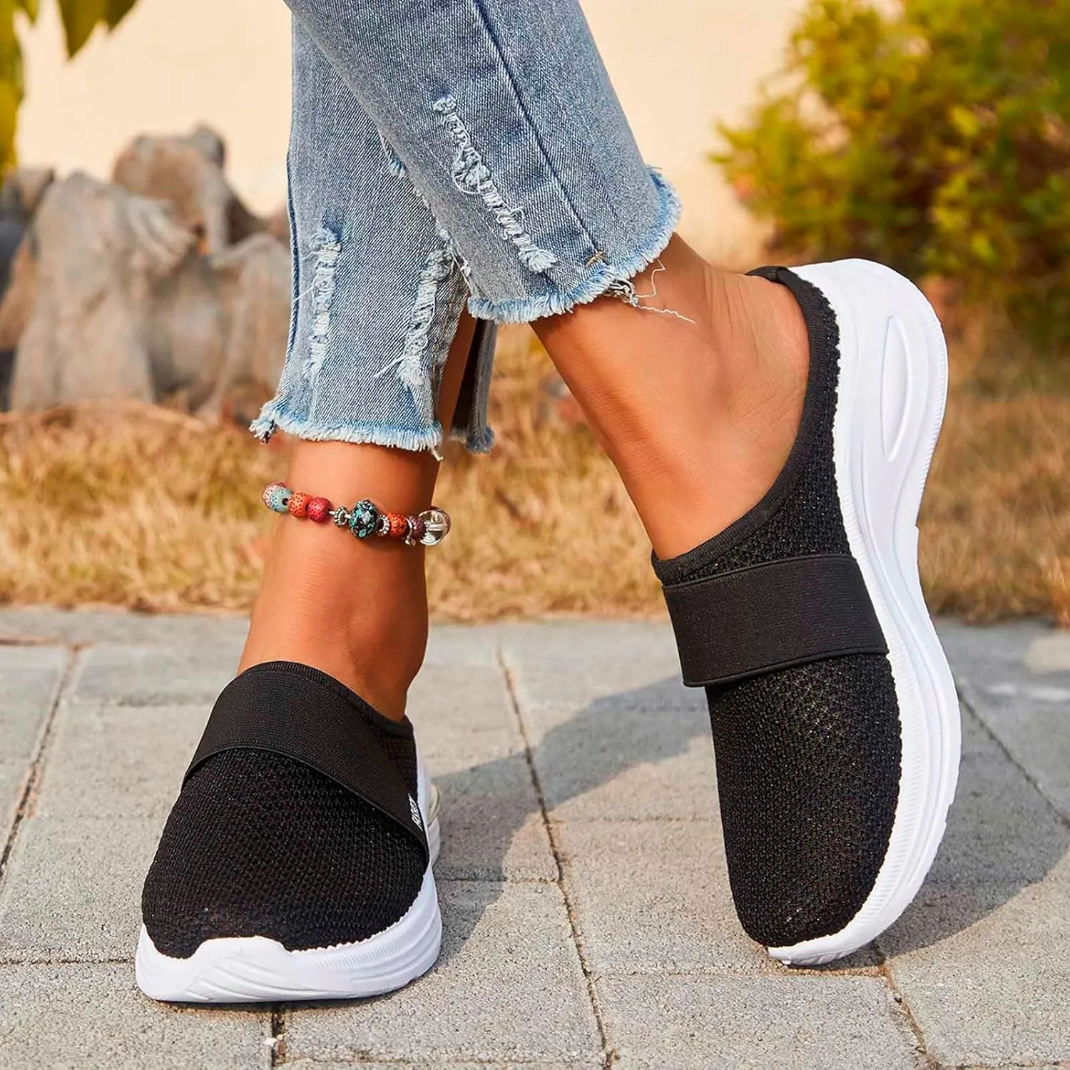 Orthopedic Sandals for Women Arch Support Sandals Mesh Air Cushion Sandal Breathable Closed Toe Slippers