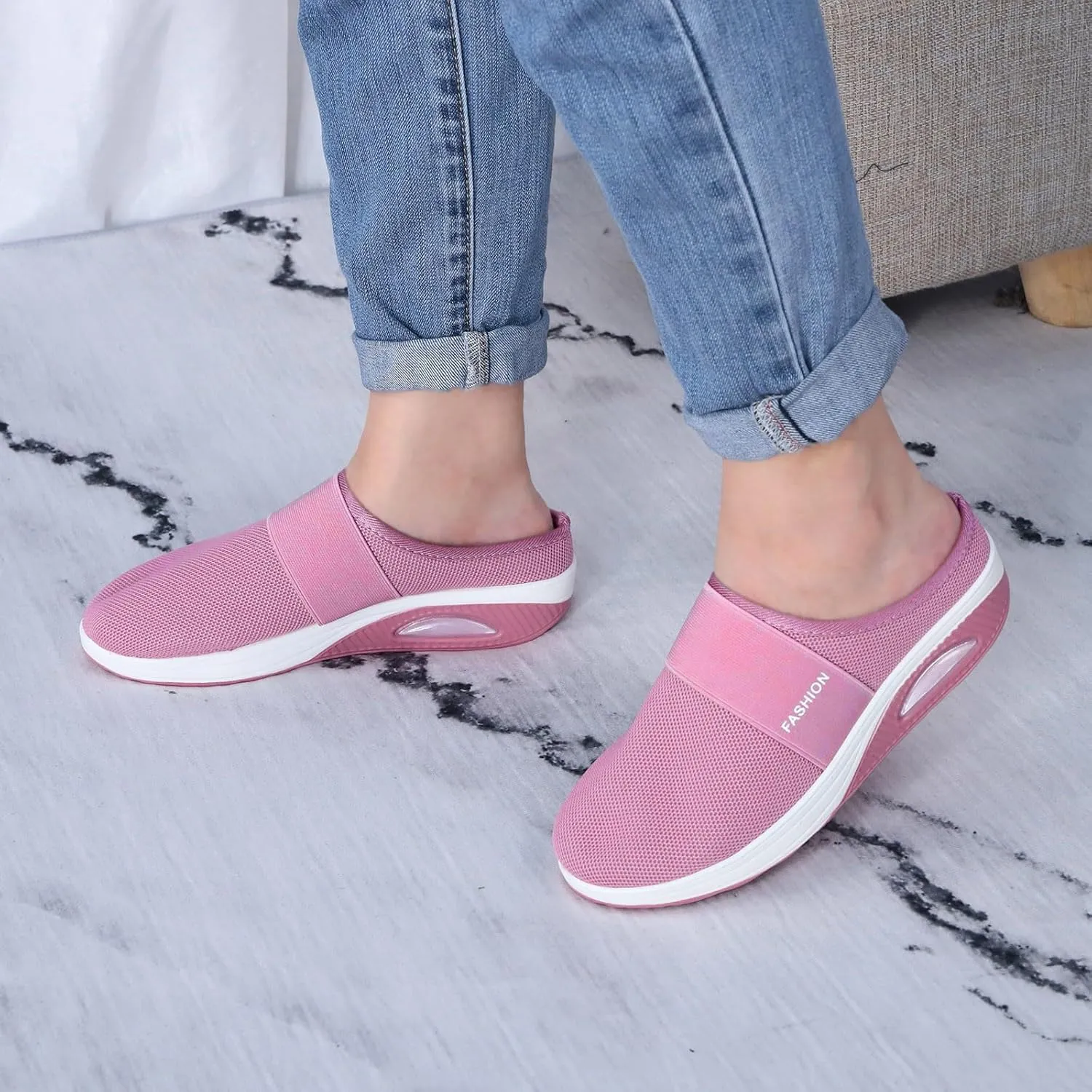 Orthopedic Sandals for Women Arch Support Sandals Mesh Air Cushion Sandal Breathable Closed Toe Slippers