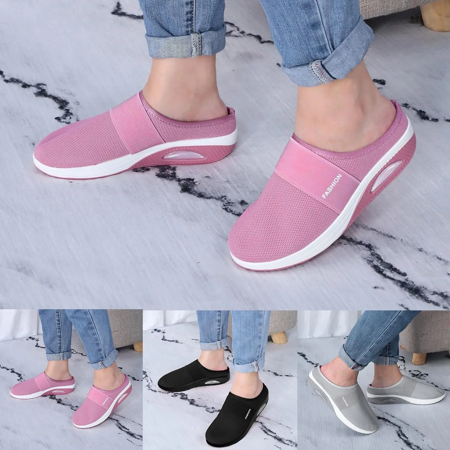 Orthopedic Sandals for Women Arch Support Sandals Mesh Air Cushion Sandal Breathable Closed Toe Slippers