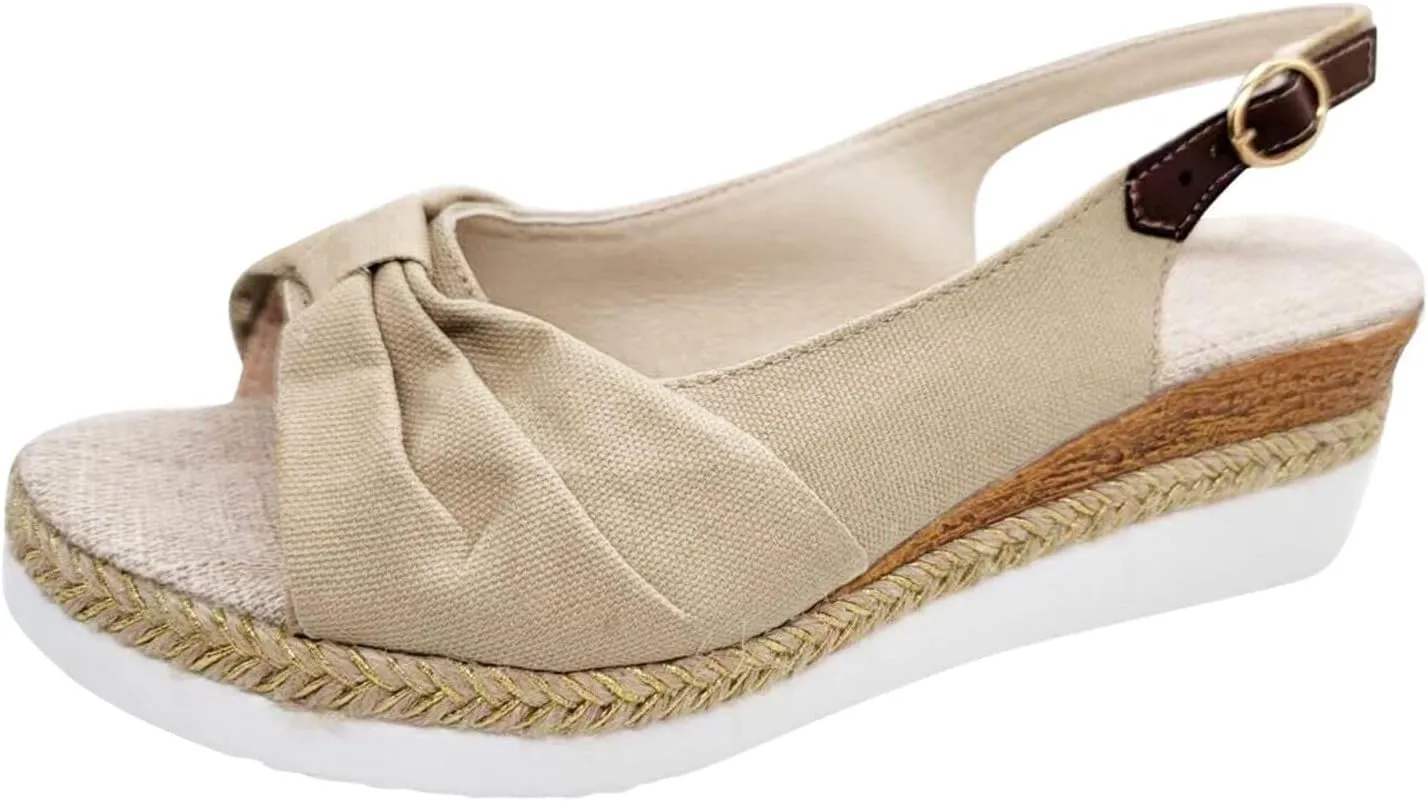 Orthopedic Sandals for Women Arch Support Wedge Sandals, Summer Dressy Open Toe Ankle Strap Platform Sandal Beach Casual Slip on Dress Shoes Comfortable Walking Slippers