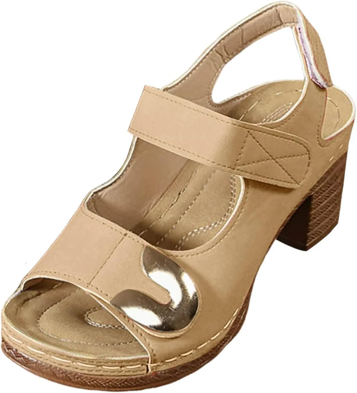 Orthopedic Sandals for Women Chunky Heels Sandals Summer Comfortable Open Toe Slip-On Wedge Heel Dressy Ankle Strap Slingback Walking Shoes