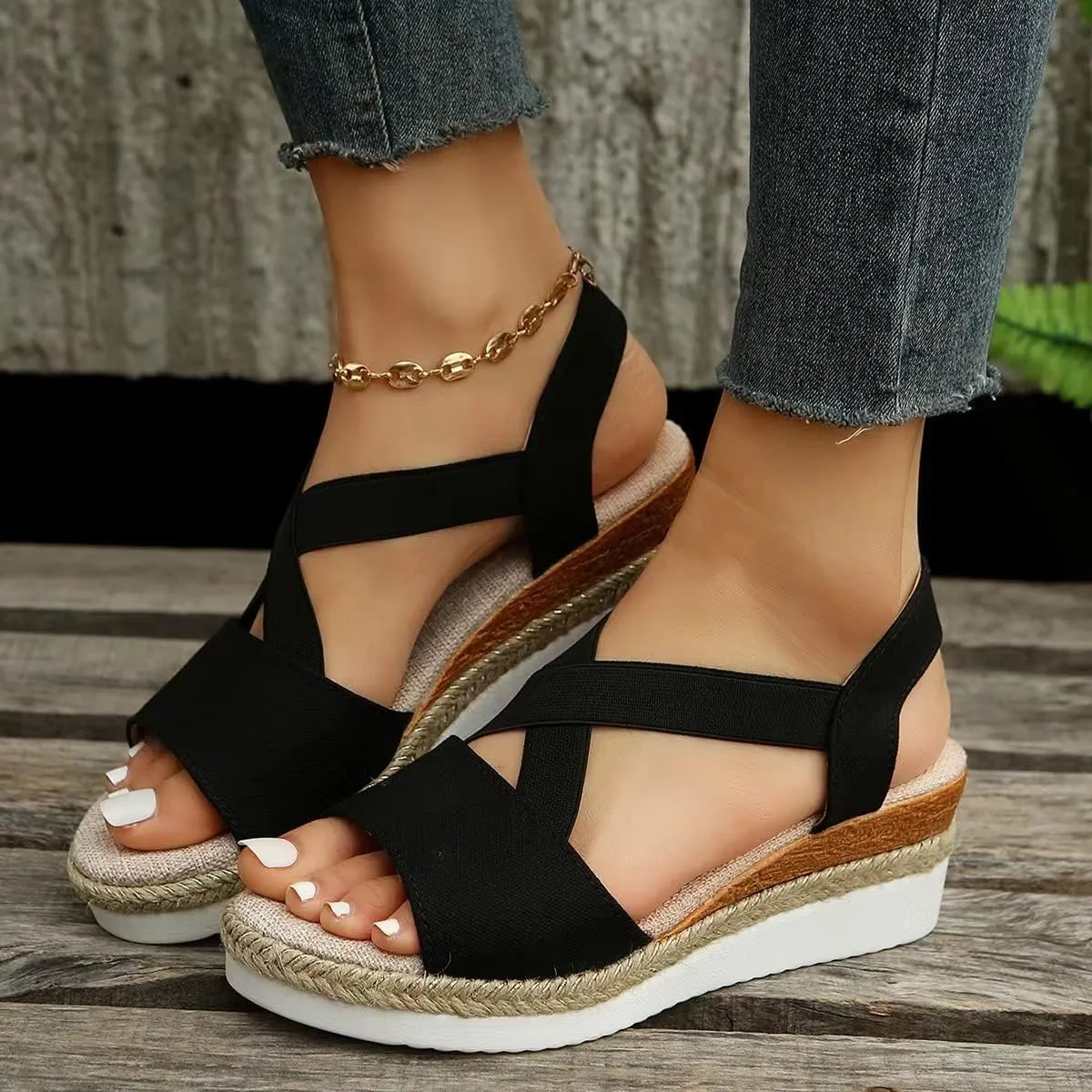 Orthopedic Sandals for Women - Summer Dressy 2025 Flat Open Toe Casual Strappy Shoes Ankle Strap Espadrilles Sandal Fashion Trendy Slip on Sandals Beach Dress Comfortable Sandal