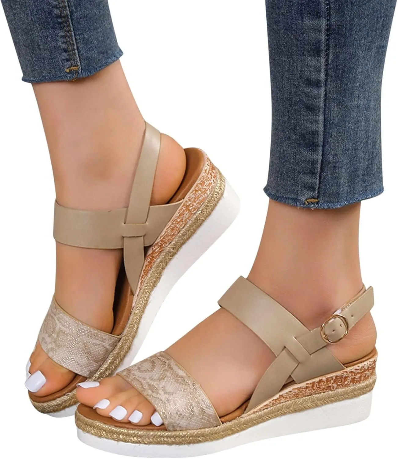 Orthopedic Sandals Wedges Heels for Women Women's Wedge Sandals Comfortable Ankle Strap Dressy Casual Platform Dress Shoes with Arch Support for Women