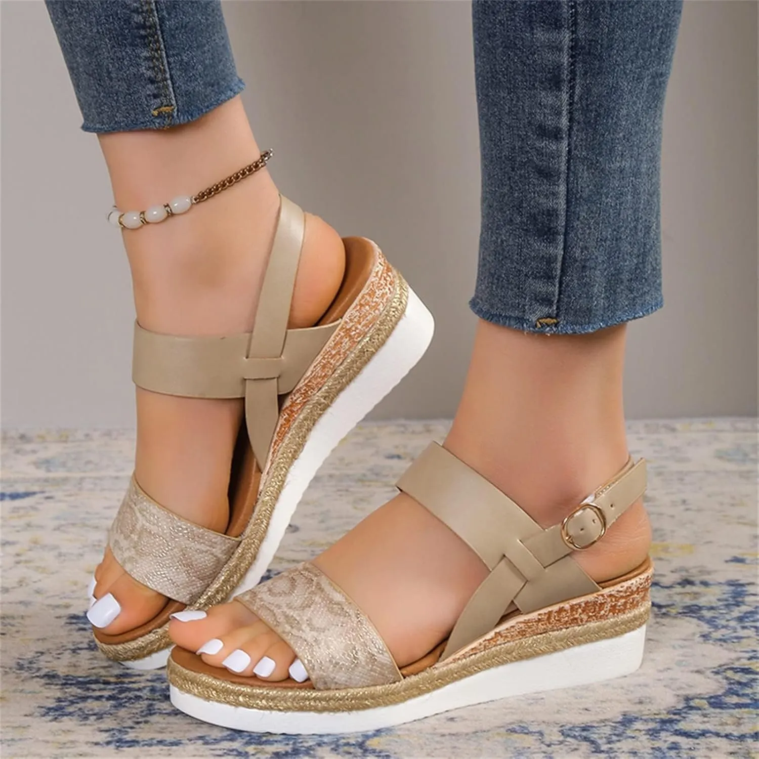 Orthopedic Sandals Wedges Heels for Women Women's Wedge Sandals Comfortable Ankle Strap Dressy Casual Platform Dress Shoes with Arch Support for Women