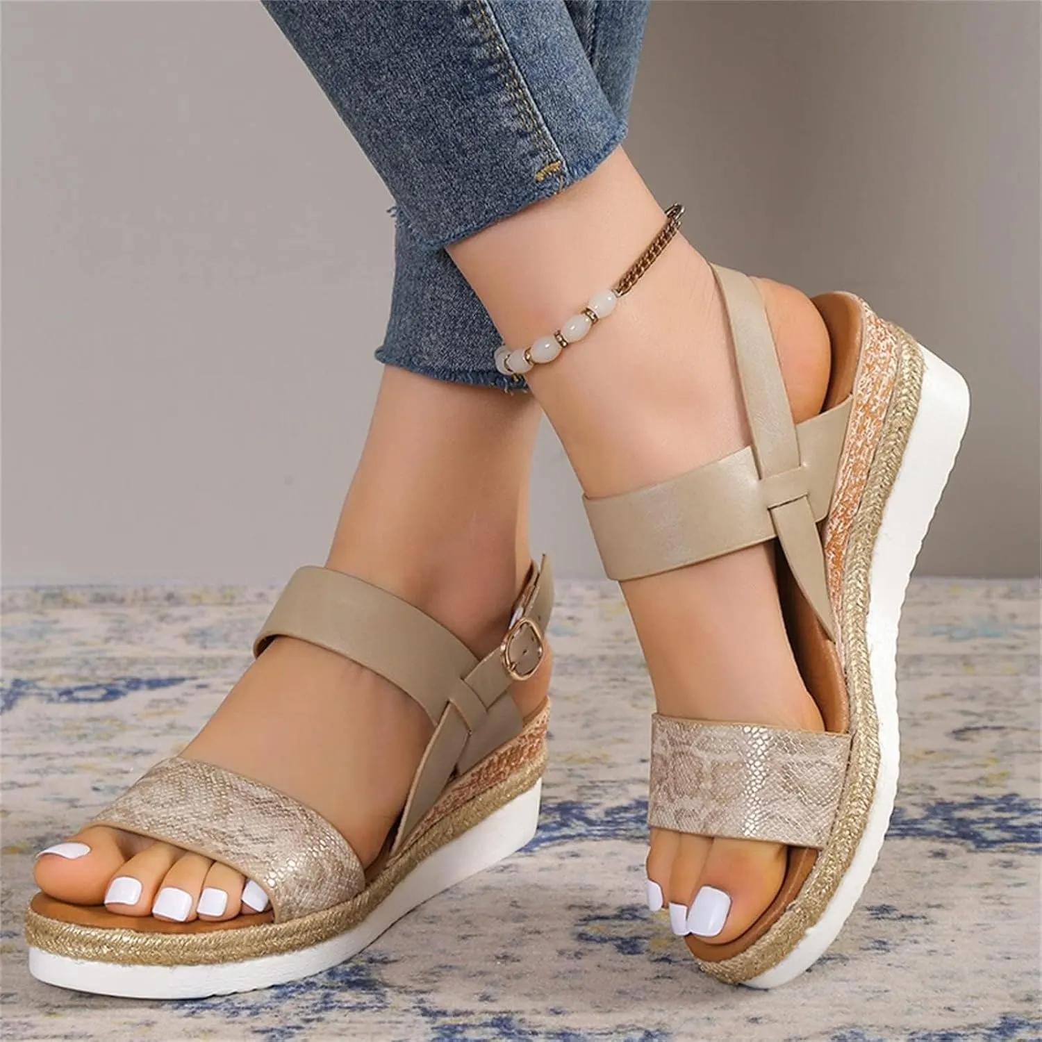 Orthopedic Sandals Wedges Heels for Women Women's Wedge Sandals Comfortable Ankle Strap Dressy Casual Platform Dress Shoes with Arch Support for Women