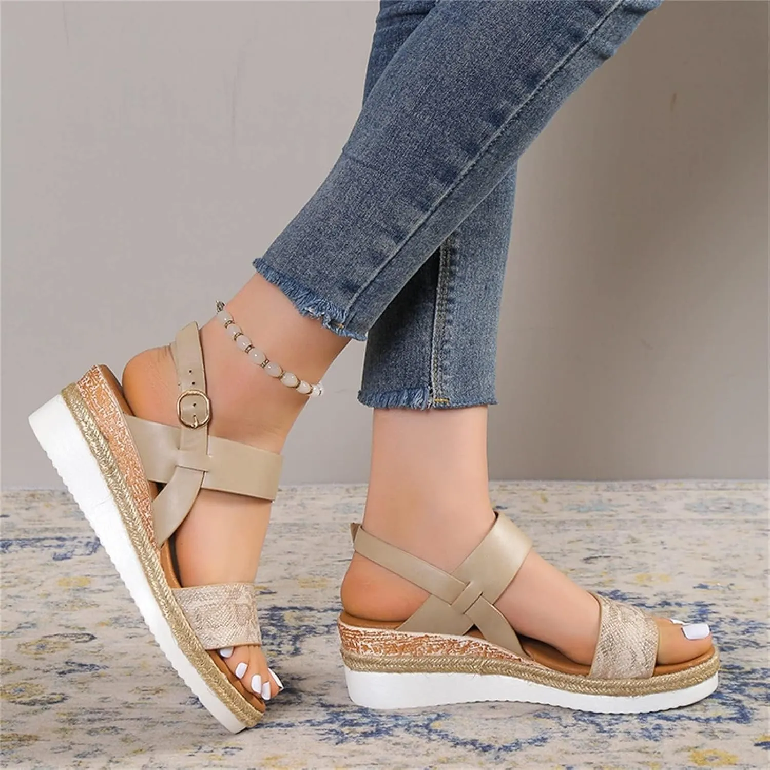 Orthopedic Sandals Wedges Heels for Women Women's Wedge Sandals Comfortable Ankle Strap Dressy Casual Platform Dress Shoes with Arch Support for Women