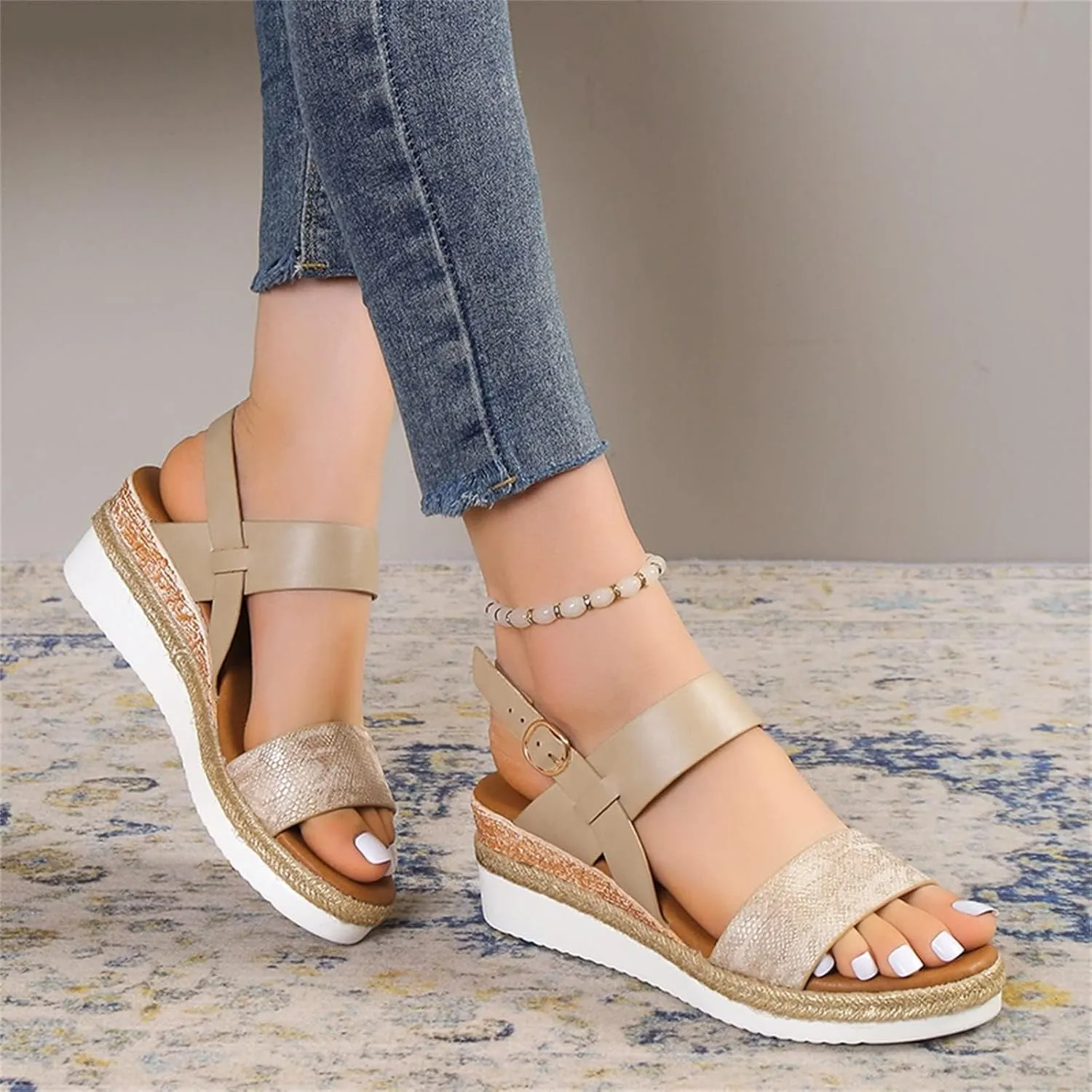Orthopedic Sandals Wedges Heels for Women Women's Wedge Sandals Comfortable Ankle Strap Dressy Casual Platform Dress Shoes with Arch Support for Women
