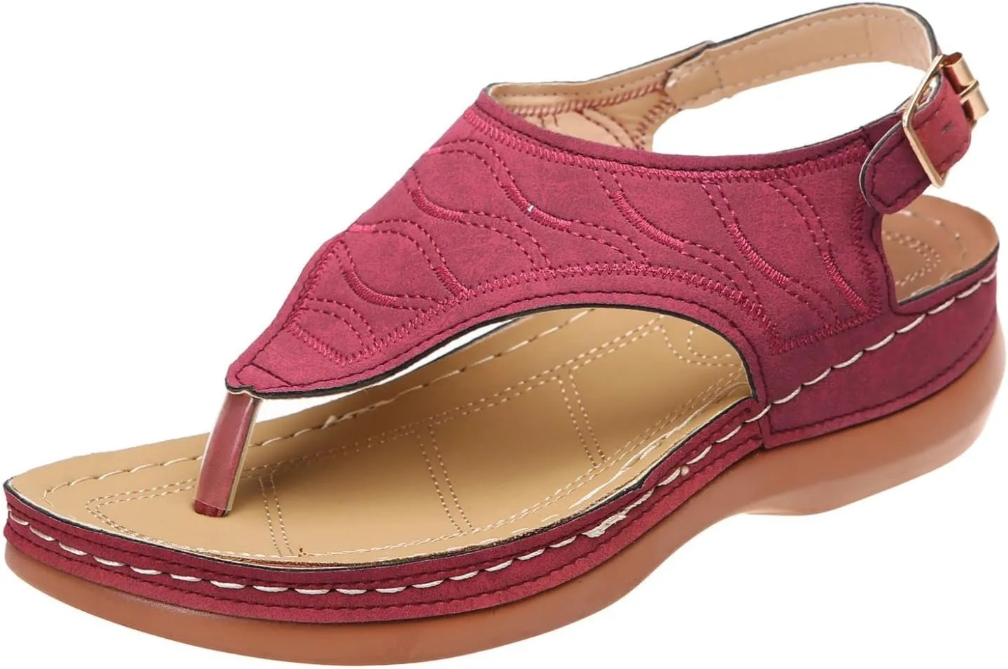Orthopedic Sandals with Arch Support Flip Flops for Women Ankle Strap Wedge Sandals, Summer Comfortable Platform Walking Sandal Casual Clip Toe Slip on Flip Flops