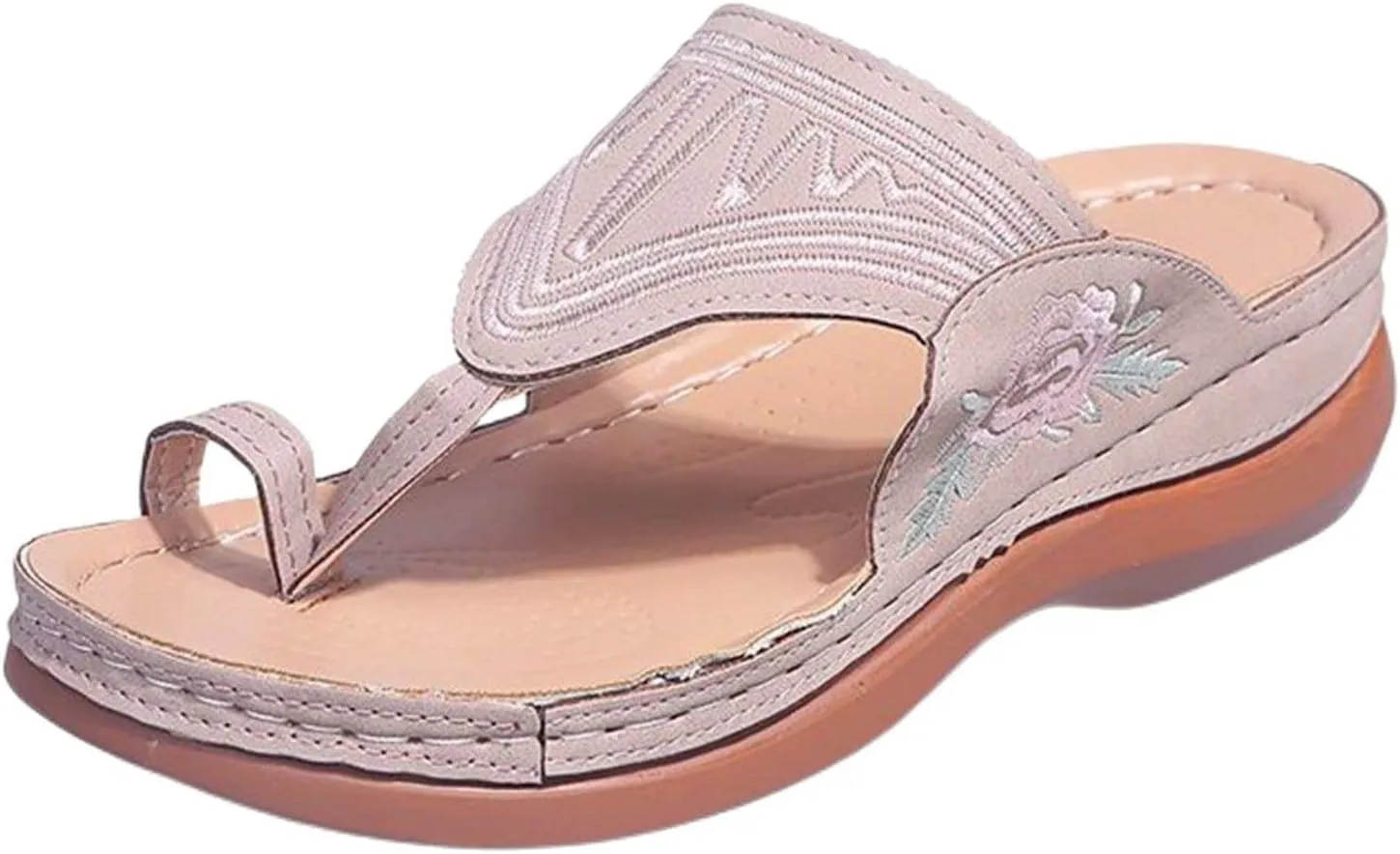 Orthopedic Wedge Sandals for Women Wide Width Comfort Orthotic Flip Flops, Casual Summer Ring Toe Platform Sandals Comfortable Slip On Beach Walking Shoes