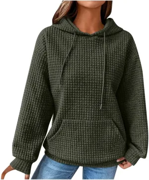 Oversized Hoodies For Women Waffle Knit Sweatshirts Winter Tops Pullover Sweaters With Pockets