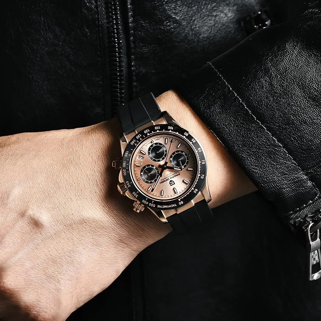 Pagani Design Men's Quartz Watch PD1664 Japan Vk63 Quartz Movement Ceramic Bezel Stainless Steel Threaded Crown Waterproof Luxury Business Watch