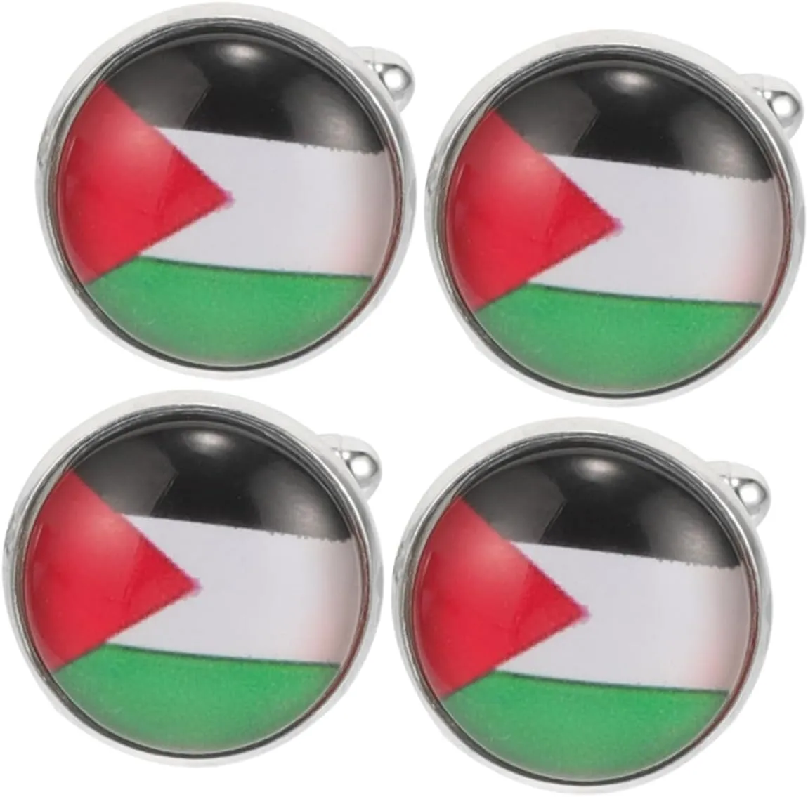 Palestinian Flag Men's Cufflinks Set 4pcs Silver Fashion Accessory for Suit