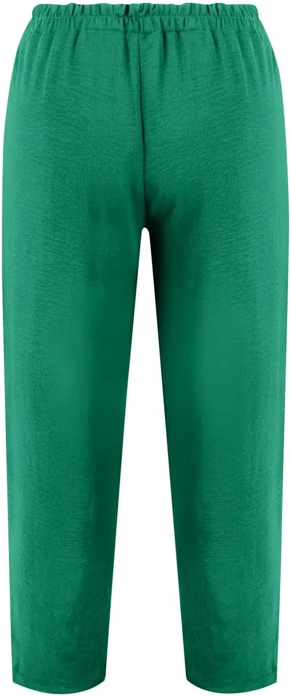 Pants for Women 2024 High Elastic Waist Plus Size Wide Leg Trousers Lounge Pants with Pockets, Small-5X-Large