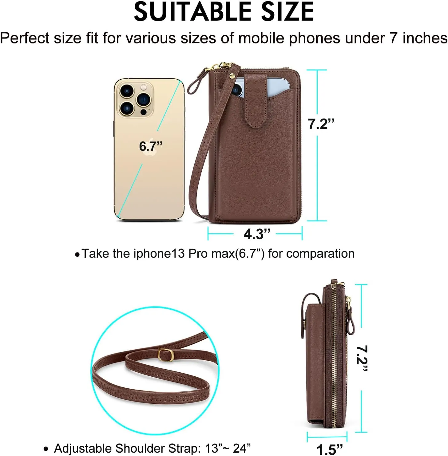 Peacocktion RFID Crossbody Wallet Purse for Women Small Travel Cell Phone Purses Trendy Vegan Leather Bags with Card Slots