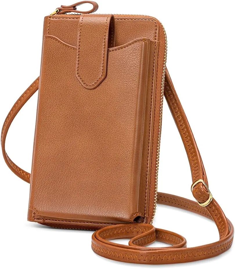 Peacocktion RFID Crossbody Wallet Purse for Women Small Travel Cell Phone Purses Trendy Vegan Leather Bags with Card Slots