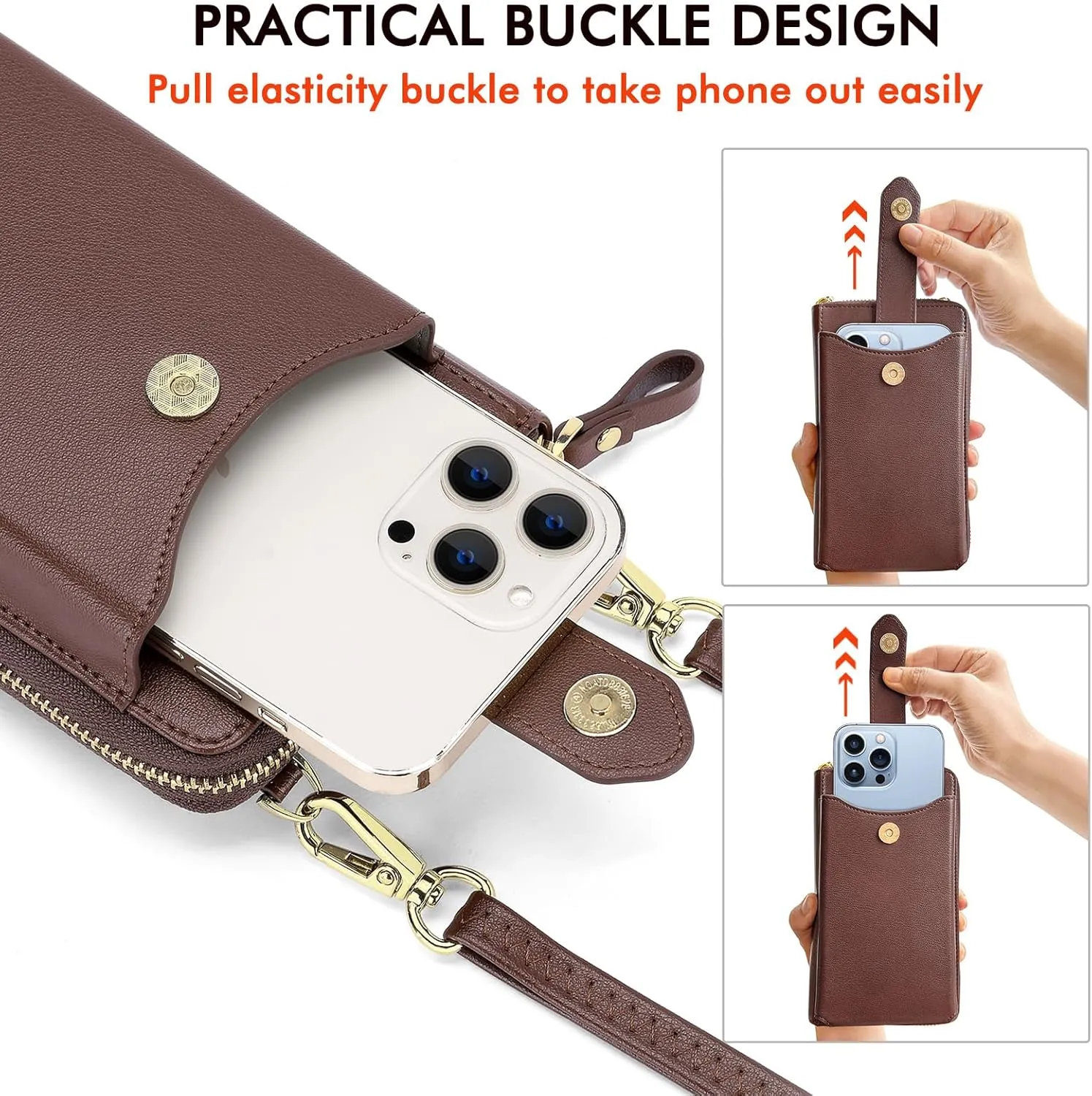 Peacocktion RFID Crossbody Wallet Purse for Women Small Travel Cell Phone Purses Trendy Vegan Leather Bags with Card Slots