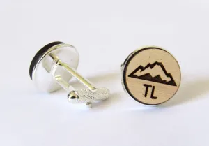 Personalized Mountain Cufflinks, Rustic Wedding Jewelry, Mens Cufflinks, Maple Wood Cufflinks, Birthday Gift Dad, Father's Day, Gift for Husband