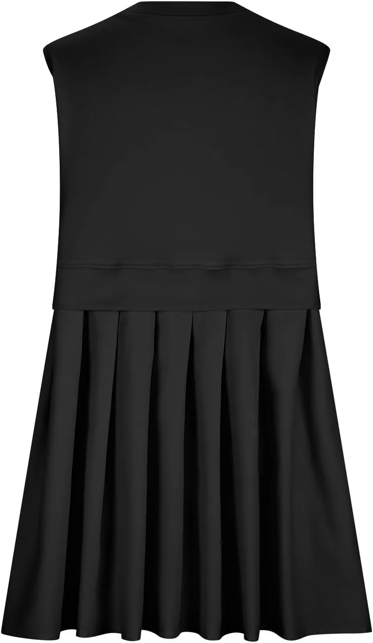Plus Size Dresses for Curvy Women Solid Color Sleeveless Midi Dress Baggy Casual Sundress Ruffle Flowy Summer Dresses