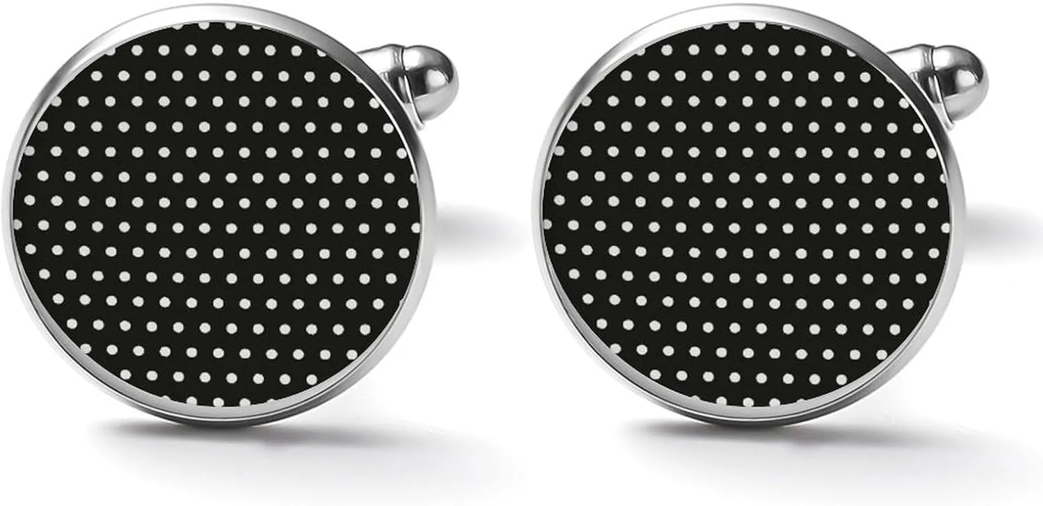 Polka Dot Pattern Men's 2PCS Shirt Cufflinks Round Cufflinks Gifts Accessories