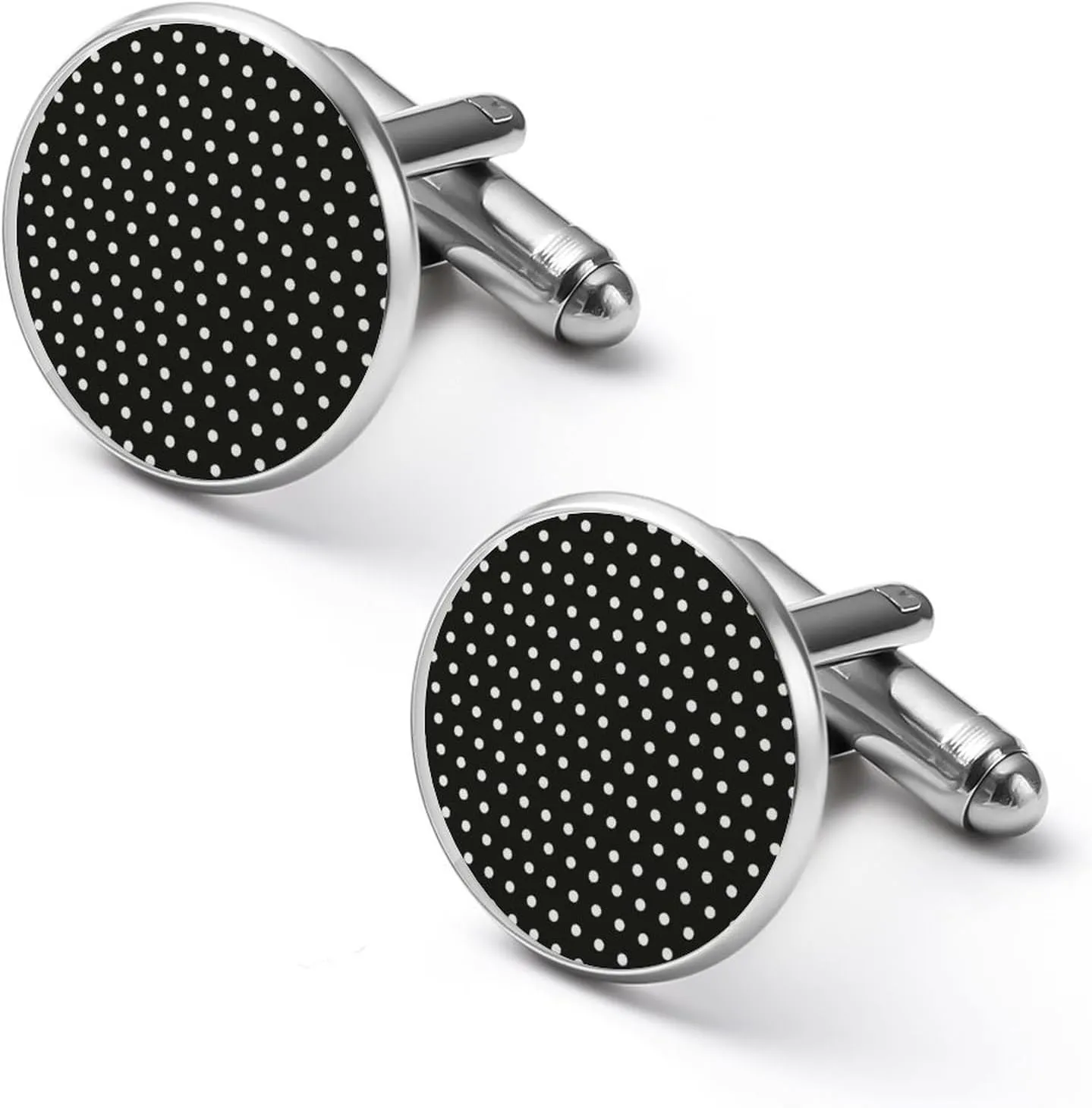Polka Dot Pattern Men's 2PCS Shirt Cufflinks Round Cufflinks Gifts Accessories