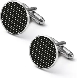 Polka Dot Pattern Men's 2PCS Shirt Cufflinks Round Cufflinks Gifts Accessories
