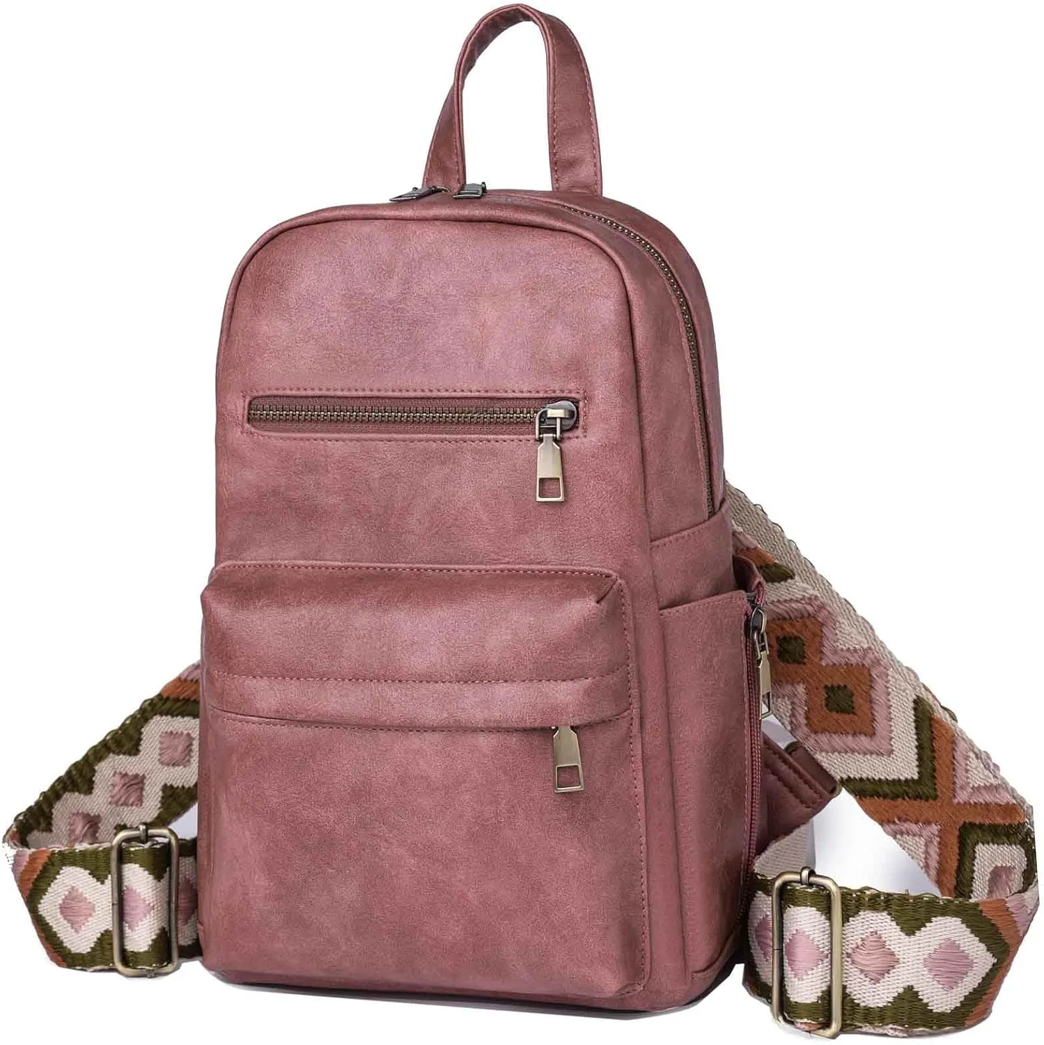 Practical Sling Bag Convertible Backpack Daypack for Women Ladies Satchel Chest Bag Wide Strap PU Leather Fashion Chic